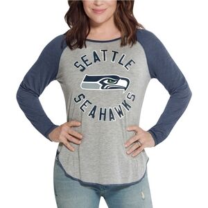 NWT NFL Seattle Seahawks Touch by Alyssa Milano Gray and Blue Long Sleeve Tee